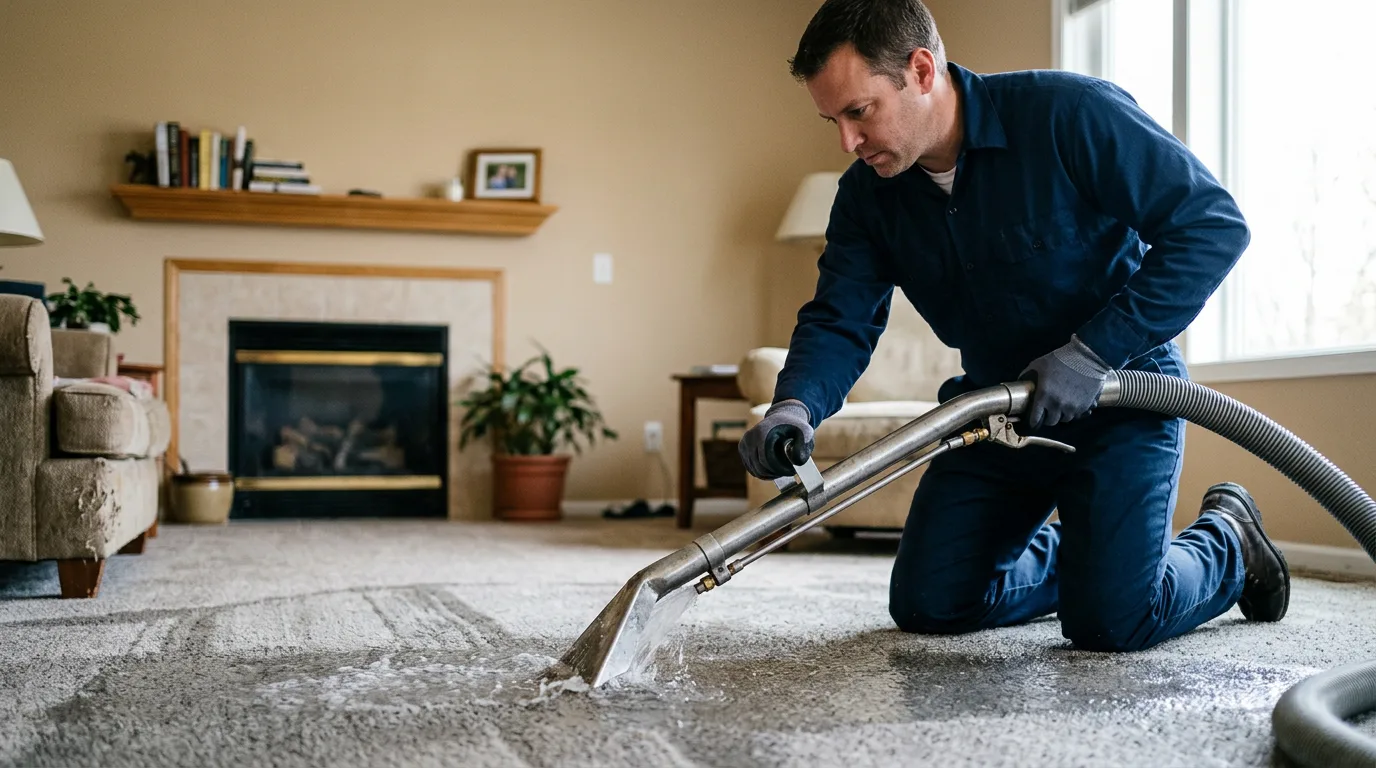 Water damage restoration technician working near Beaufort, MO